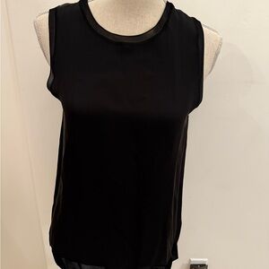 Theory Black Silk Tank Top Sleeveless, ultra fine ribbed banding, Small